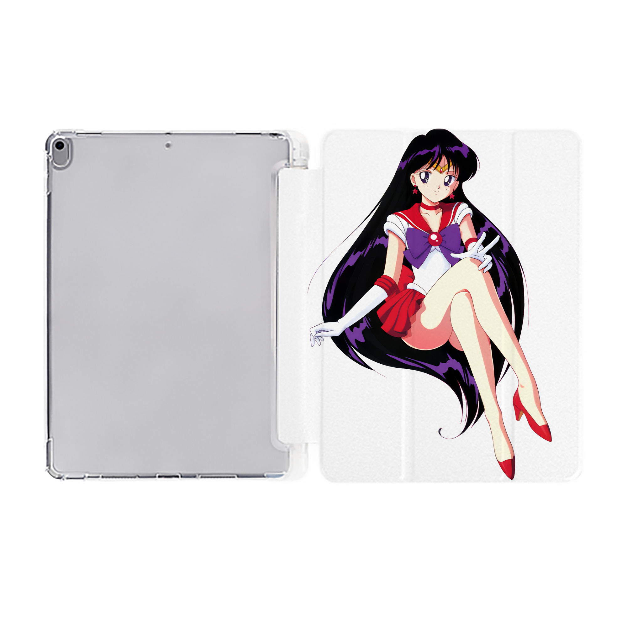 （画像用） 美少女戦士セーラームーン 火野レイ ひの レイ Sailor Moon Hino Rei （セーラーマーズ,Sailor Mars） IPad ケース ペン収納付き 三つ折りスタンド PUレザー×シリコン 対応機種9.5/10.5/10.9インチ